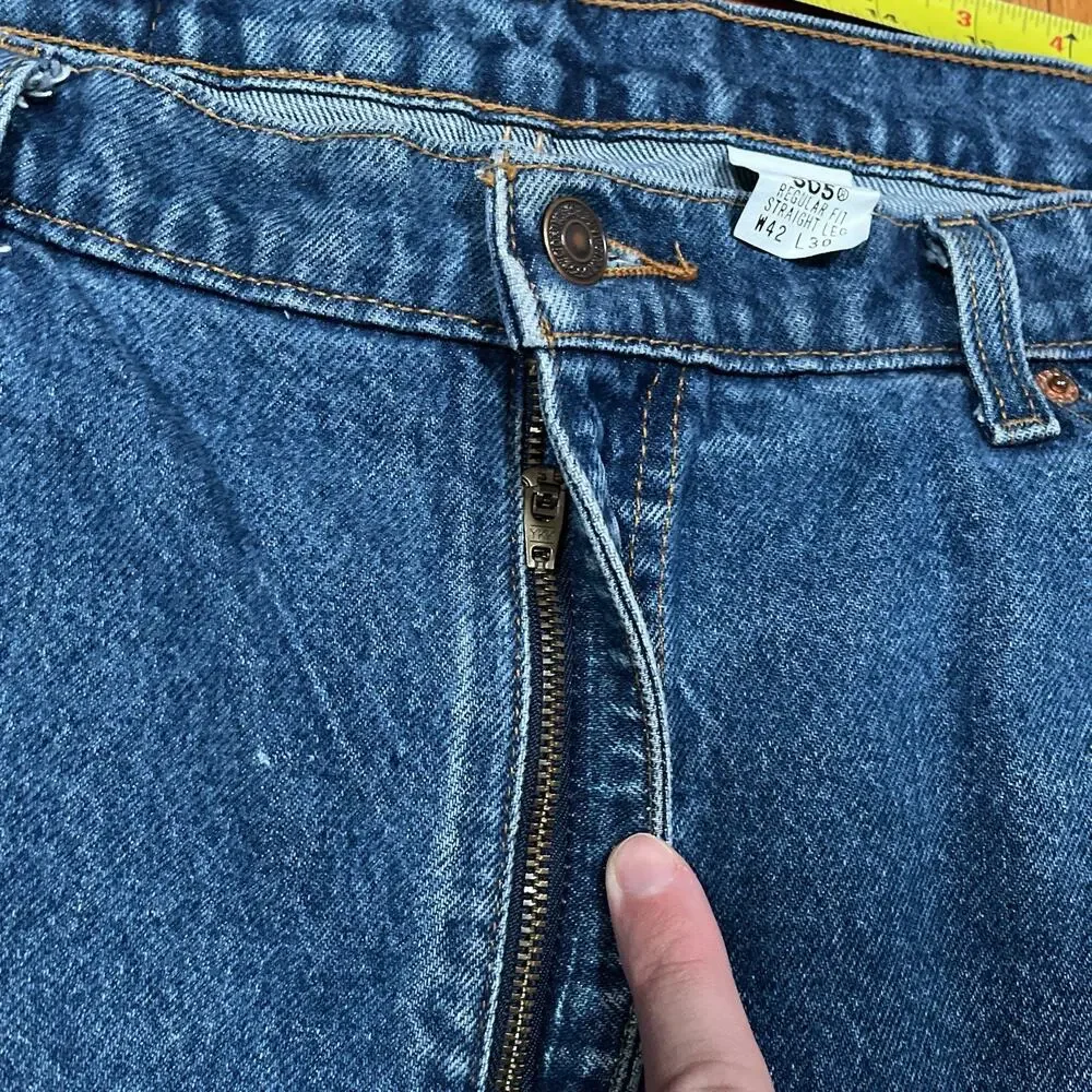 VTG 90s Levi's 505 Blue Denim Jeans 42x30 Orange Tab Medium Wash Straight Leg